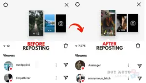 Before and after for reposting story on Instagram
